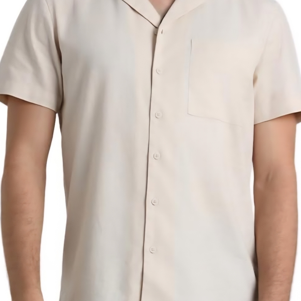 HUDSON & BARROW Men's Cream Short Sleeve Shirt